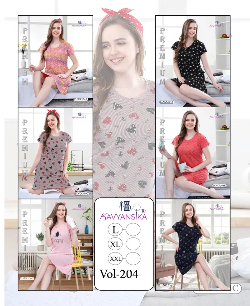 Kavyansika 204 Latest Hosiery Cotton Short Wear Night Collection